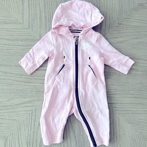 Pink Baby Girls Nike Hooded Coverall Onesie